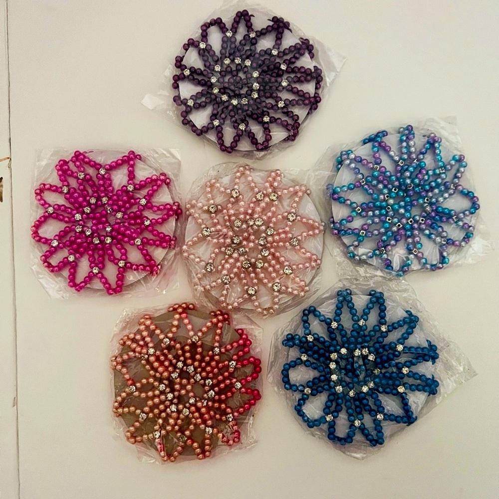 Beaded Hair Bun Covers 6 pack